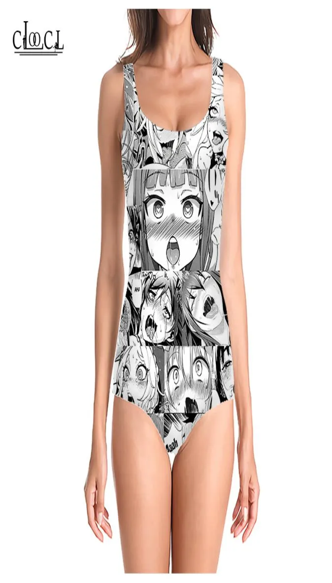 ClooclアニメAhegao Blushing Girl Swimsuits 3D Printed Women Sexy Swimsuit Cosplay Fashion Summer BeachワンピースSwimw2844593