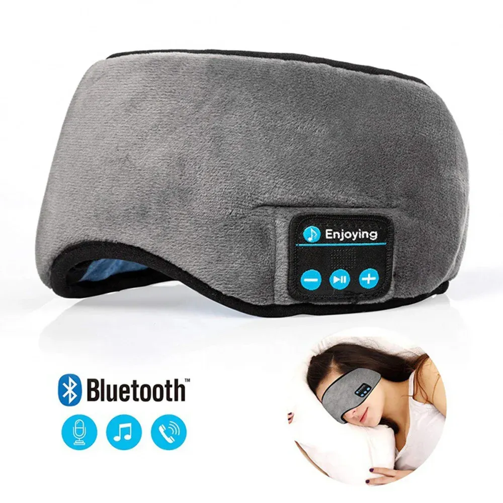 Sem fio bluetooth-compatível máscara de olho fone de ouvido sono estéreo dormir capa de olho sem fio macio elástico música fones de ouvido 240227