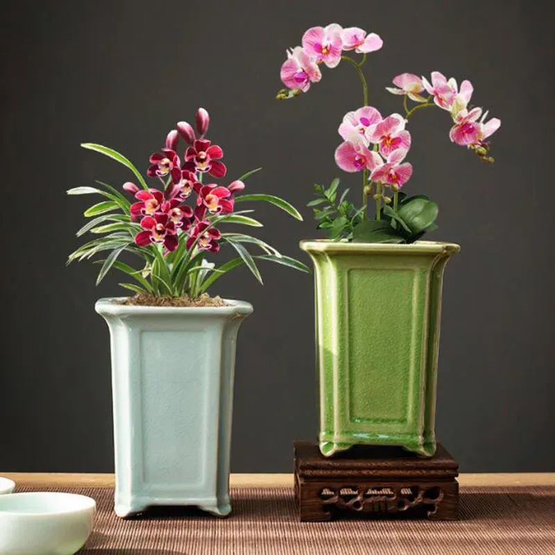 Jardinières Geyao créatif glace fissure Style chinois orchidée plante Pot Pot de fleurs ornements de bureau Vase bonsaï conteneur planteur décor à la maison