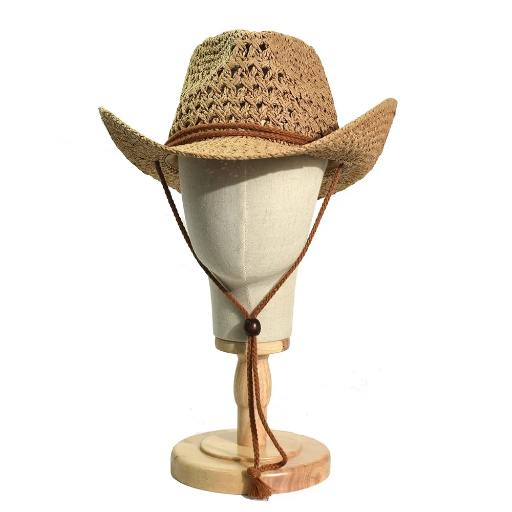 Panama Soft Handmade Cowboy Straw Hat Summer Men Women Outdoor Travel Beach Hats Unisex Solid Wide Brim Sun Cap Fedora 240309