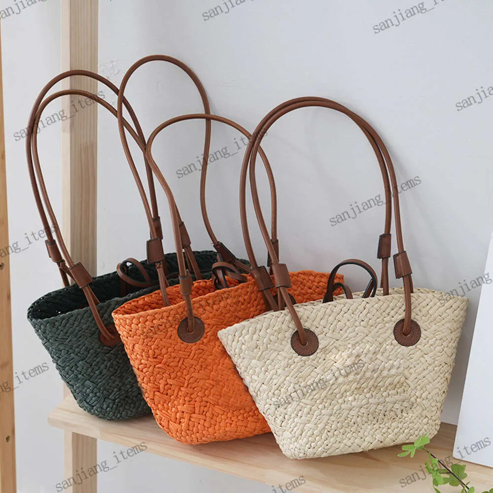 Designer anagram tote raffia virkning väska handväska avtagbar axelband crossbody väskor handgjorda vävda ena axelväskor med ko läder shoppingpåse påsar