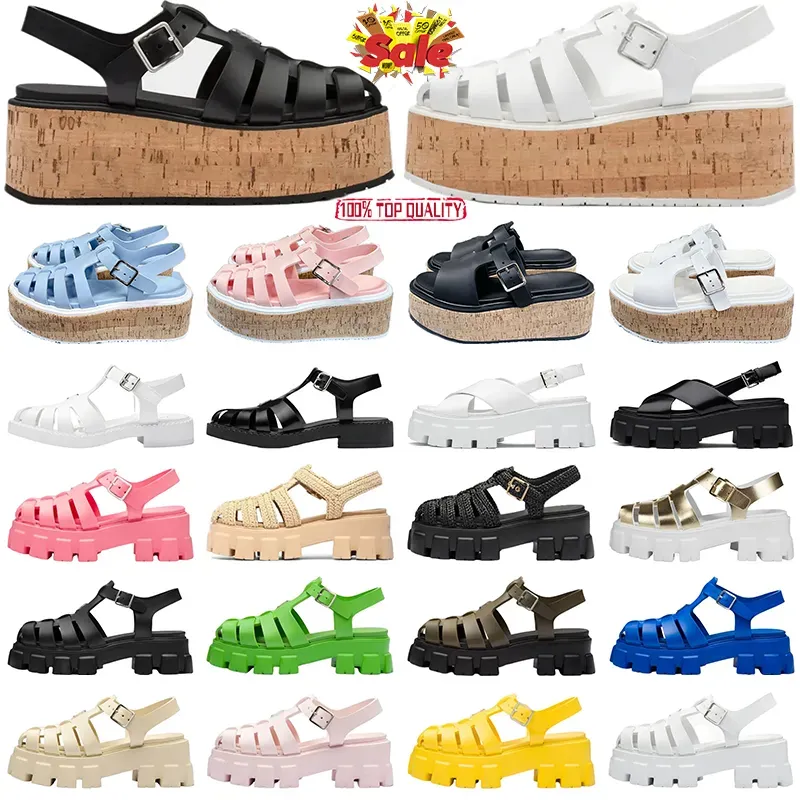 Spegelkvalitetsdesigner triangel sandal kvinnor skum gummisandaler monolit gummisandal sommarskor metall retro strandskor sandaler 35-41 med låda