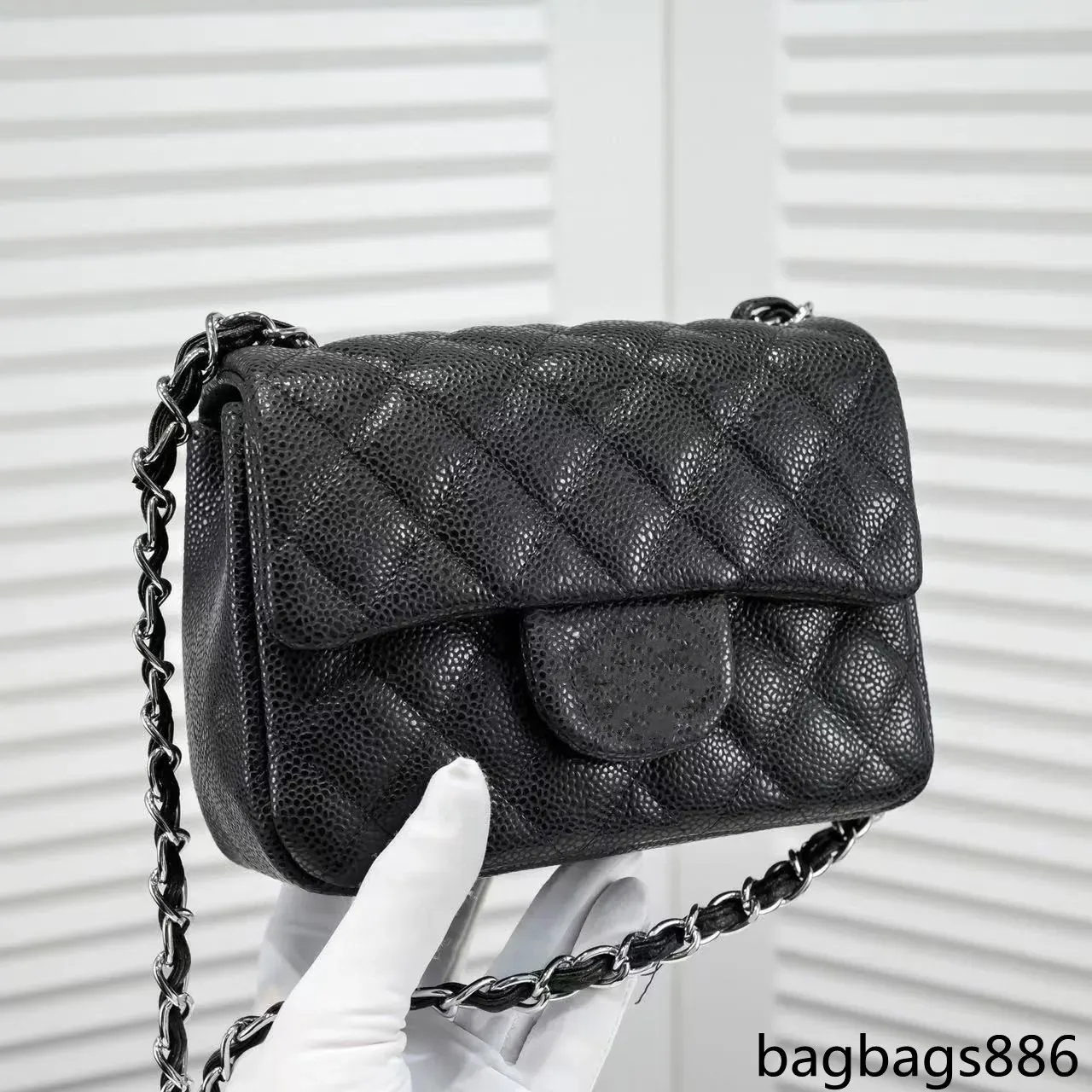 Bolsa De Diseno De Lujo Mini Bolso De Colgajo Cuadrado Caviar De Alta Calidad De Piel