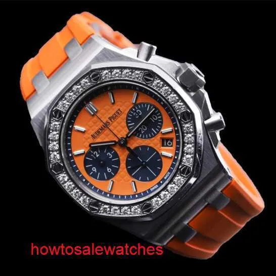 Spännande Watch AP Exclusive Watch 26231st Original Diamond Steel Automatisk mekanisk mätare med en diameter på 37 mm Orange Panda Face Watch