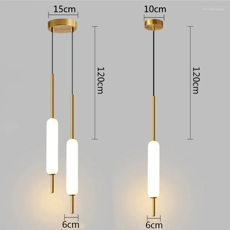 Pendant Lamps Single Double Head Nordic Bedroom Bedside Lights Modern Minimalist Metal Glass Lamp Dining Room Bar Aisle Staircase