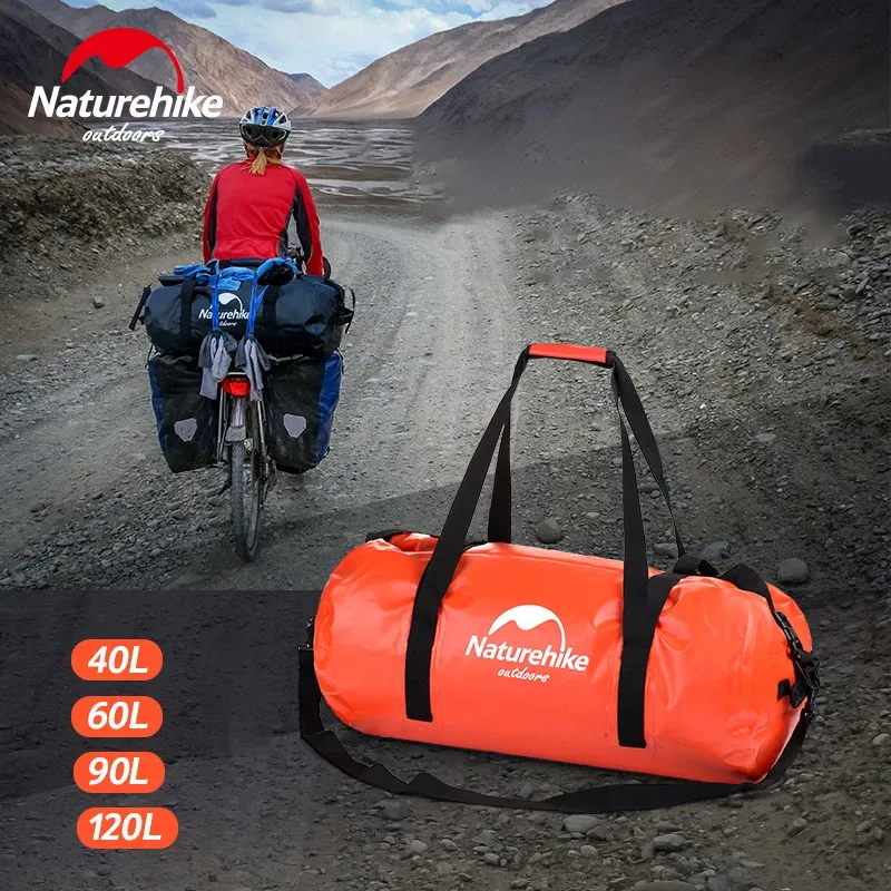 Väskor Naturhike Waterproof River Trekking Väska 120L stor kapacitet vadning Package väska torr och våt separeringstrand förvaringsväska