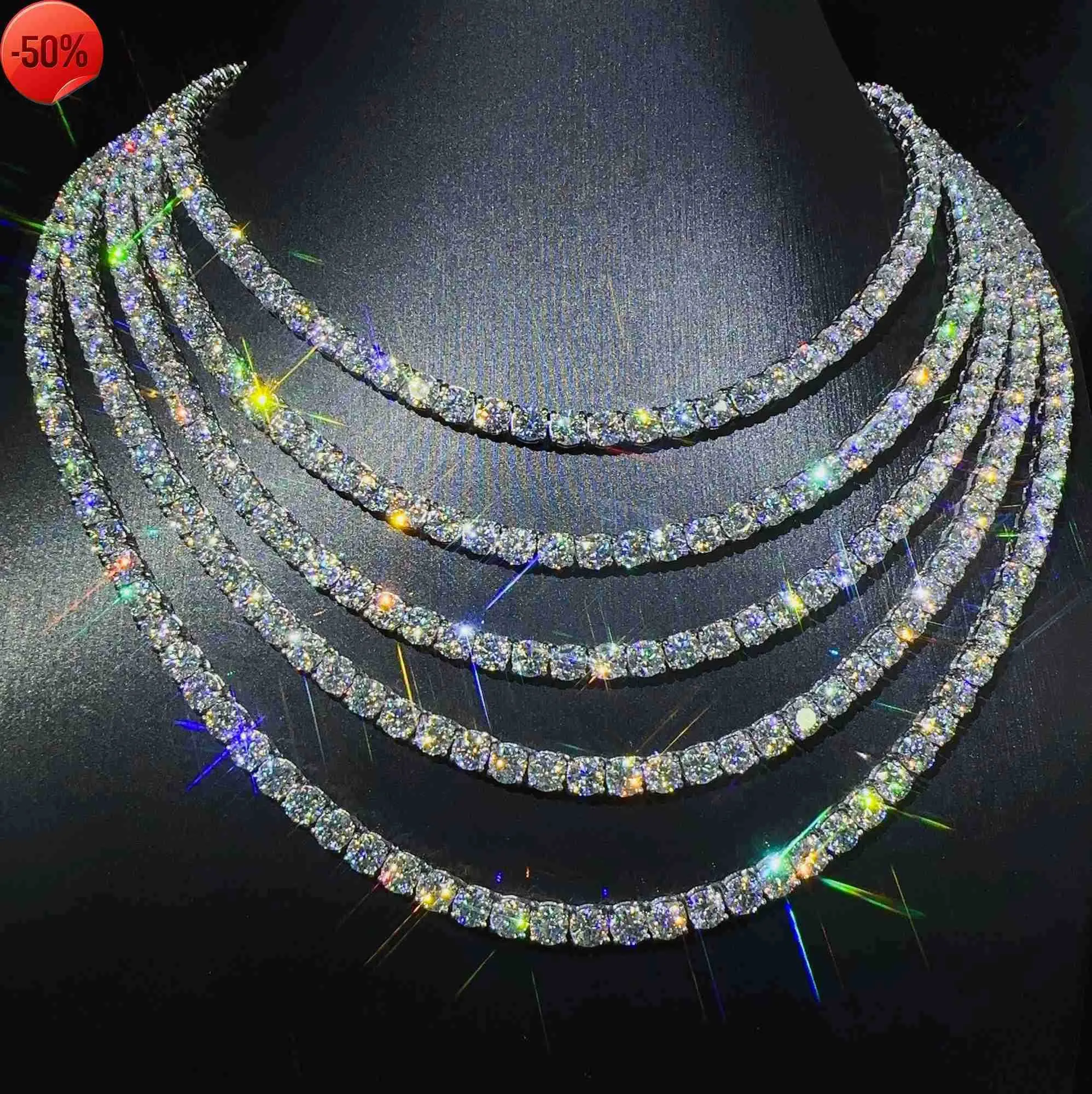 Модные ювелирные изделия, ожерелье в стиле хип-хоп, диаметр 5 мм, Vvs, муассанит, теннисная цепочка со льдом для мужчин и женщин