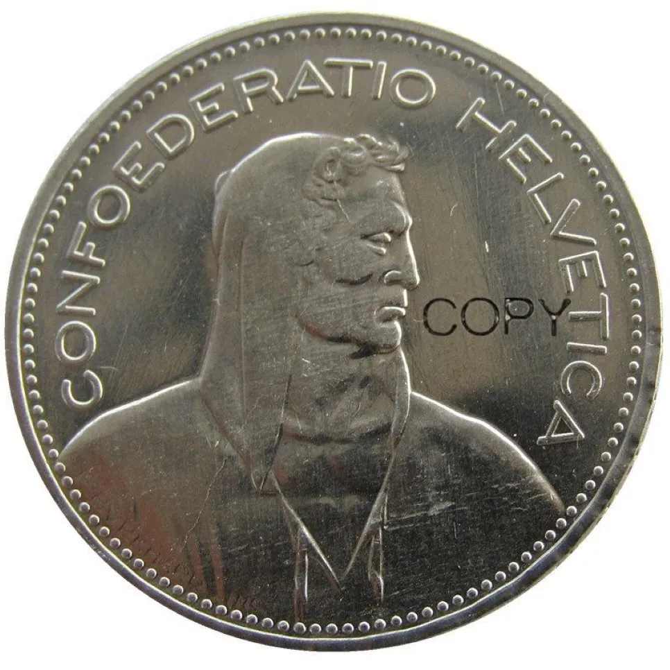 1937-1954 5 peças datas para escolha Suíça Confederação Artesanato 5Francs5FrankenNíquel Banhado Cópia Coin31 45mmmetal morre ma310U