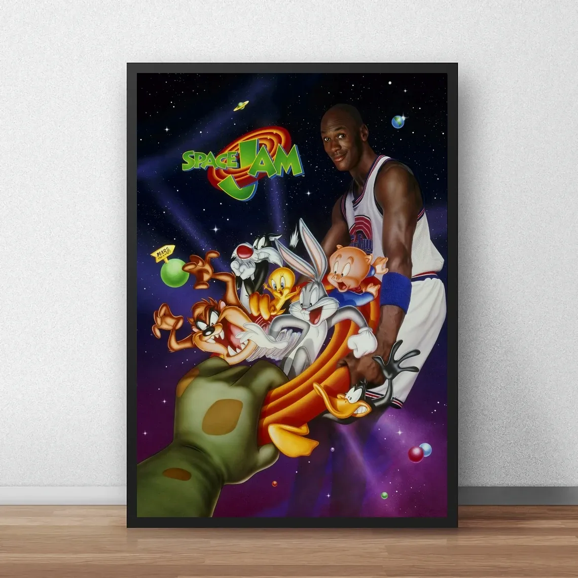 Calligraphy Space Jam Movie Poster Classic 90 -talets Vintage Canvas Art Print Home Decor Wall Painting (ingen ram)