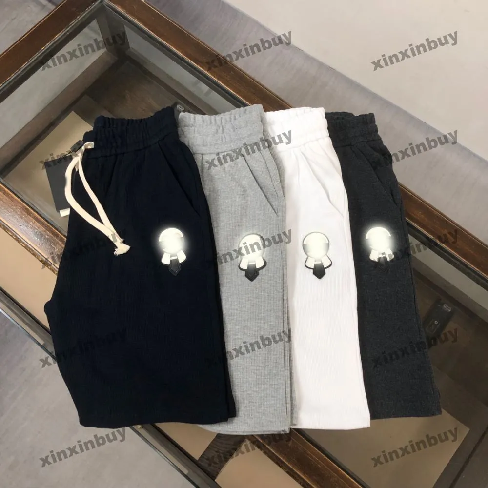 Xinxinbuy 2024 Мужские и женские дизайнерские шорты из вафельной ткани, короткие черные, белые, коричневые, серые, желтые, S-2XL
