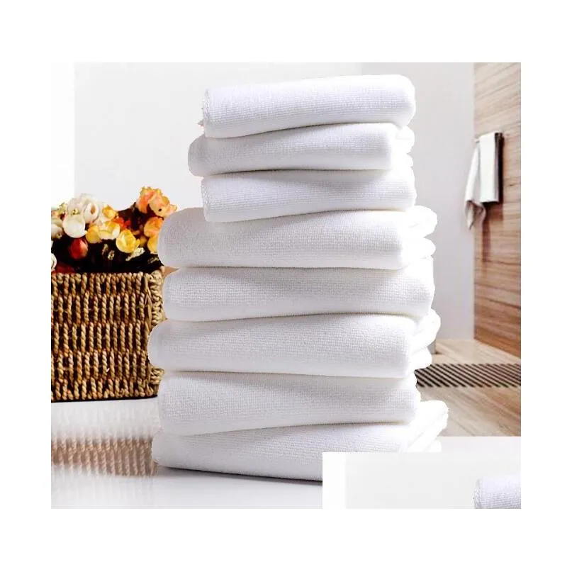 Serviette blanche El Soft Microfibre Tissu Accueil Nettoyage Visage Salle de bain Main Cheveux Bain Drop Livraison Maison Jardin Textiles de maison Dhrqx