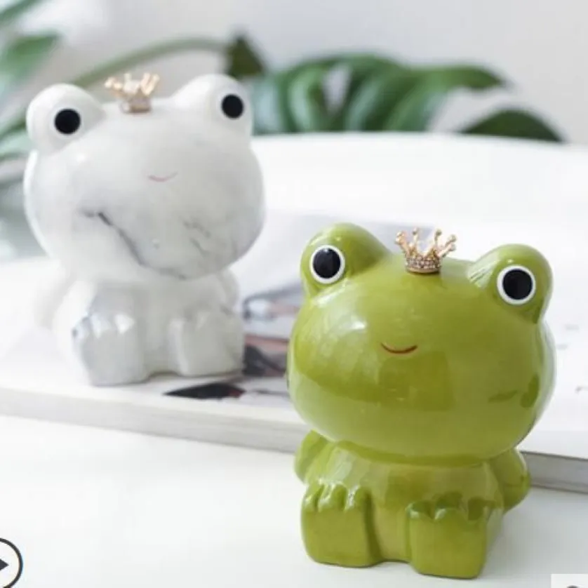 Nordic ins wind porch bedroom change storage creative personality cute little animal ceramic frog piggy bank306J