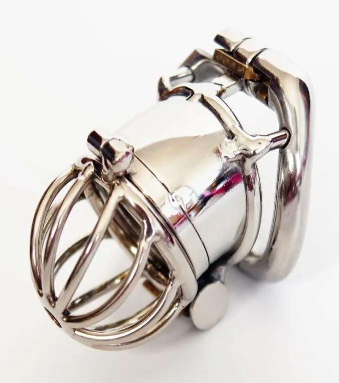 Double écluse conception de bite mâle Cages en acier inoxydable Pénis en métal Lock Cock Ring Ring Sex Toys For Men5710467