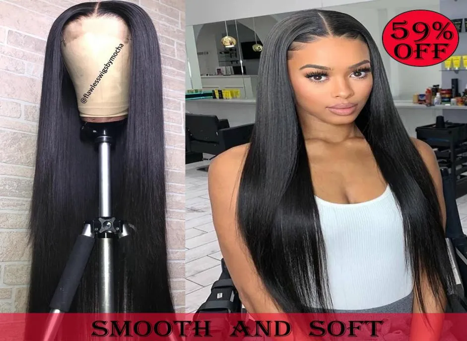 Perruque Lace Front Wig 360 naturelle brésilienne lisse, cheveux Remy vierges, pre-plucked, 13x6, pour femmes noires, 4544977