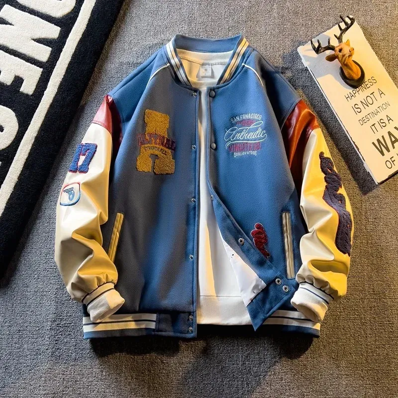 DHgate Mens Baseball Jacket Casual Long Sleeve Fashion Loose Hooded Baseball Jersey Coat Apparel