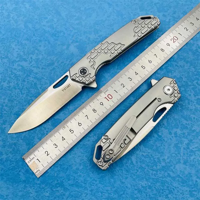 Camping Hunting Knives Y-START Folding Knife LK2001 S35VN Titanium Blade Handle Camping Cutter Knives Outdoor Survival Knives EDC Tool 240315