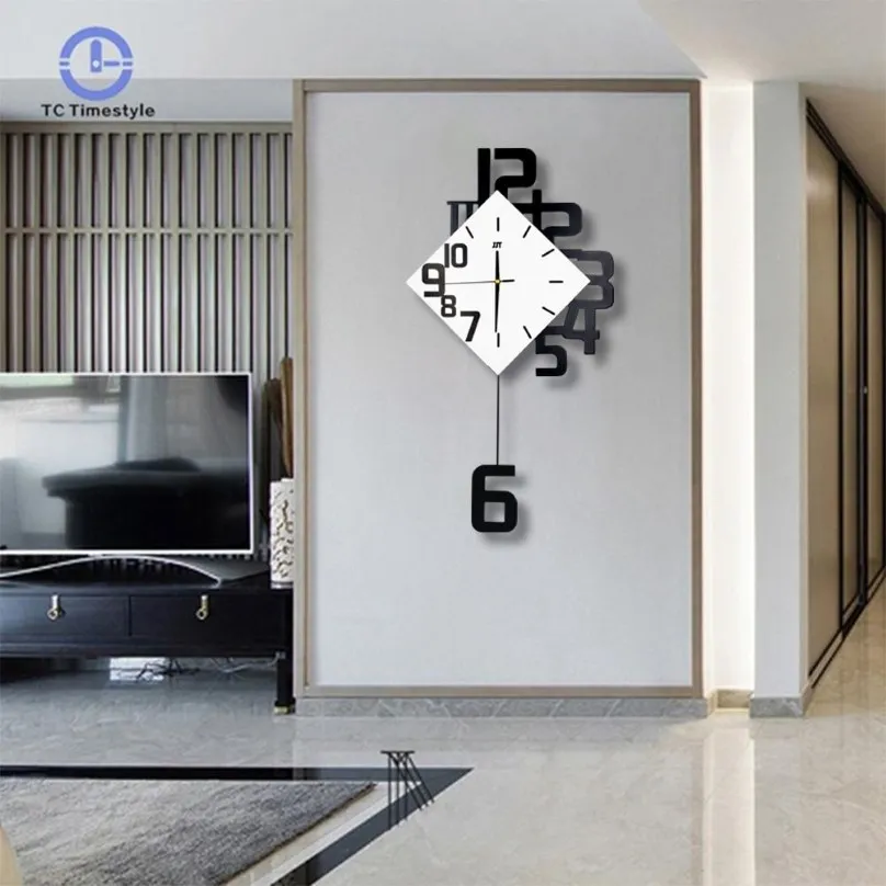 Reloj de pared oscilante, diseño moderno, estilo nórdico, relojes de pared para salón, decoración del hogar, moda creativa, reloj silencioso para dormitorio, decoración de pared Y22593