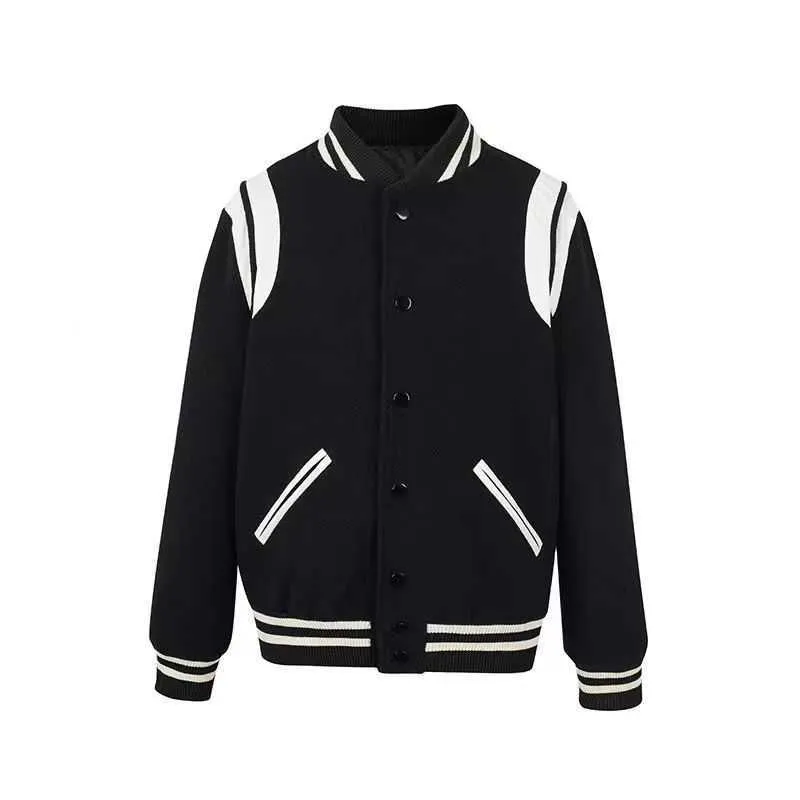 C-Line Wool Baseball Jacket Американская винтажная опрятная писать, вышитую пиджан