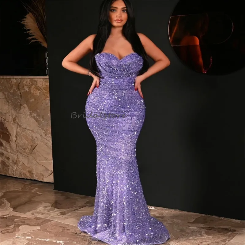 lilac glitter prom dress Lilac Sparkly Mermaid Long Prom Dress with Beading