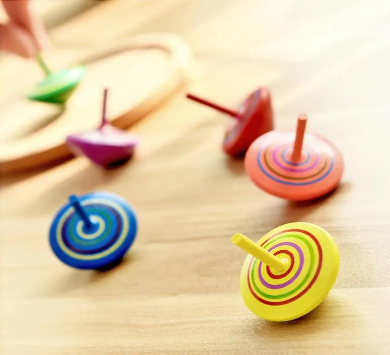 Wooden Little Gyro Desktop Nostalgic Small Wooden Top Wood Gyroscope Toy Gifts3685612