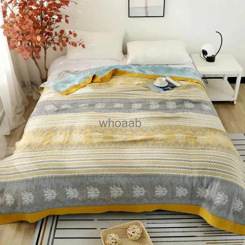 Comforters Set Textile City 5 Layer Yarn Cotton Handduktråd filt DUBBEL Filt BEDSPR GASE COVER LUFTKONDUKTILT FÖR SOMMER 200x230 YQ240313