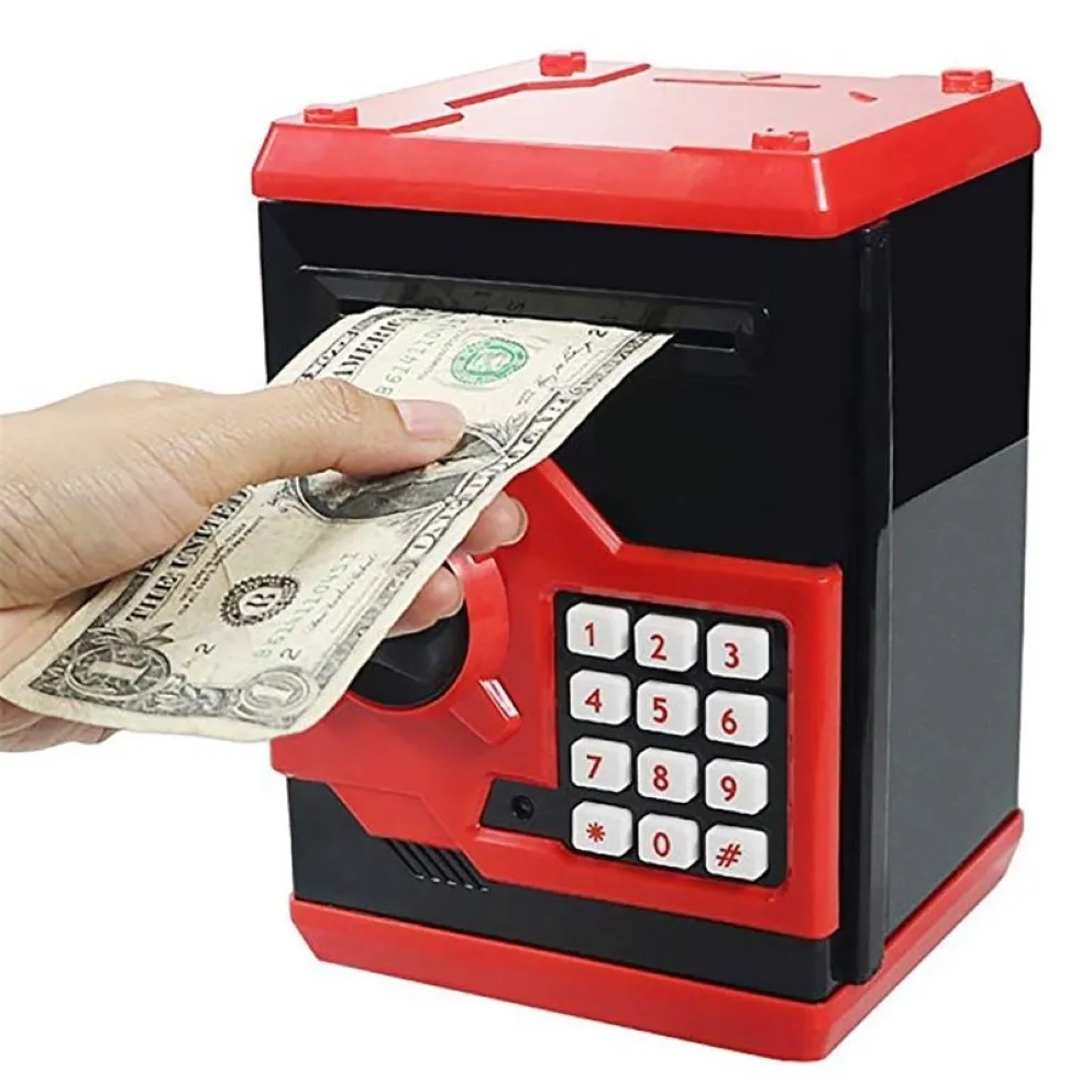 Elektroniczne piggy bank bezpieczne pieniądze dla dzieci cyfrowe monety gotówkowe oszczędności Safe Depozyt ATM Prezent urodzinowy dla dzieci LJ2012318U