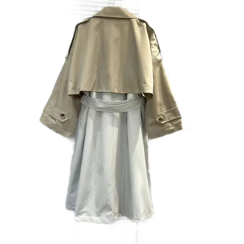 24-Lazy new Ma-e style versatile mid length windbreaker jacket for women's high-end atmospheric loose long sleeved coat jacket