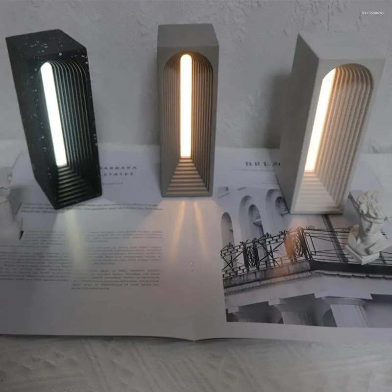 Nattljus nordisk konst cementbordslampa jätte arkitektonisk ljusdesigner deco dimbar sängen julklapp USB uppladdningsbar