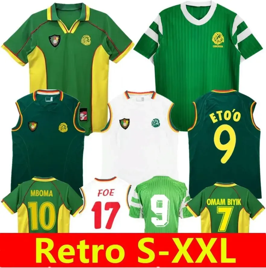 1998 2002 Kameroen retro voetbalshirts 1990 Eto o Mboma Lauren Song FOE MILLA Maillot de foot thuis weg vintage klassieke voetbalshirts