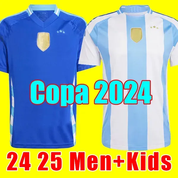 24 25 Camisas de futebol Fãs Jogador Versão Messis Mac Allister Dybala di Maria Martinez de Paul Maradona Homens e Mulheres Camisa de Futebol Crianças Crianças