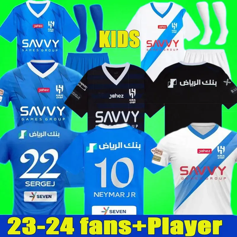 Neymar JR 2023 2024 Al Hilal Saudi Soccer Trikots 23 24 Home Away Player Fans Version Malcom Neves Sergej Vietto Koulibaly Lghalo Kanno Men Top Kit Football -Shirts