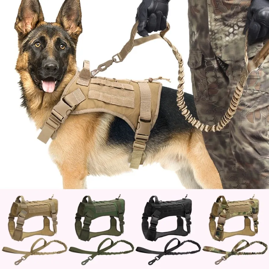 Тактический жилет для собак, военный K9, рабочая одежда для собак, комплект поводков, жилет для собак Molle, жилет для средних и больших собак, немецкая овчарка 12378