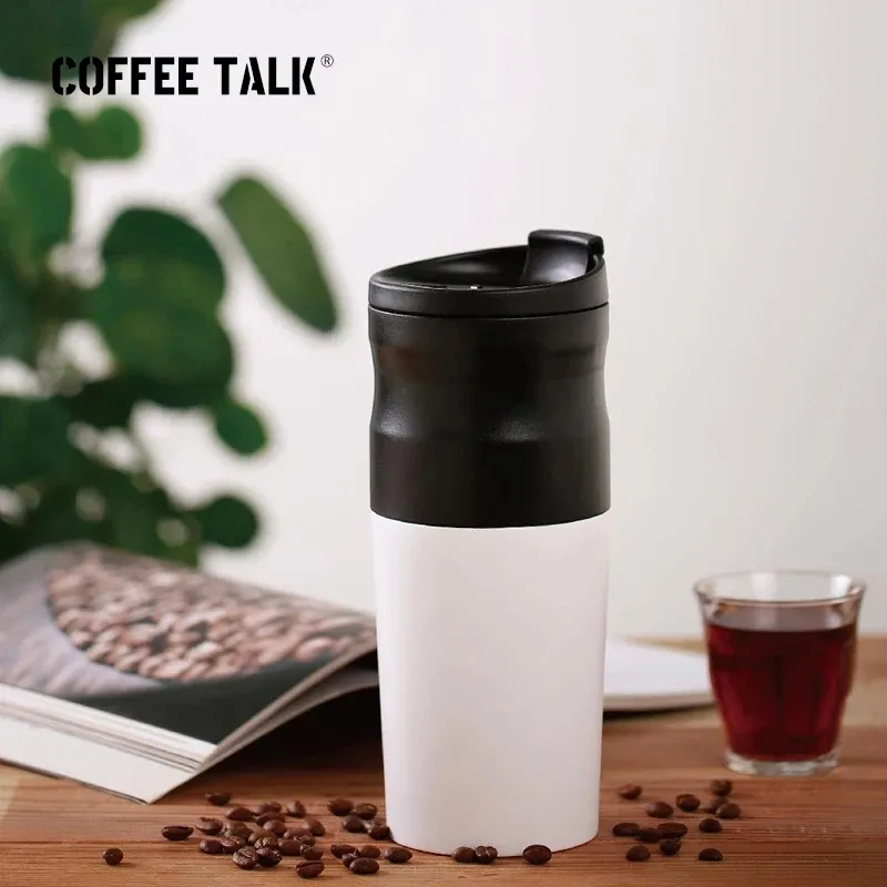 Tools Coffee Talk Tasse à café électrique en acier inoxydable 427 ml broyeur double couche filtre mini broyeur de cuisine café grain mouture café