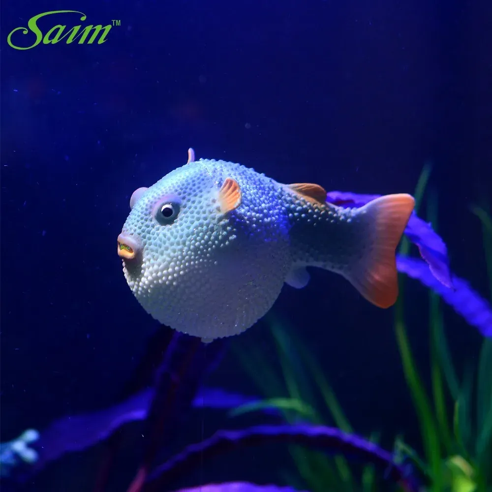 Decorations Robot fish Aquarium Cute Silicone Fish Ornaments Artificial Round Rabbit Fish Floated Underwater Fish Tank Landscape Decoration