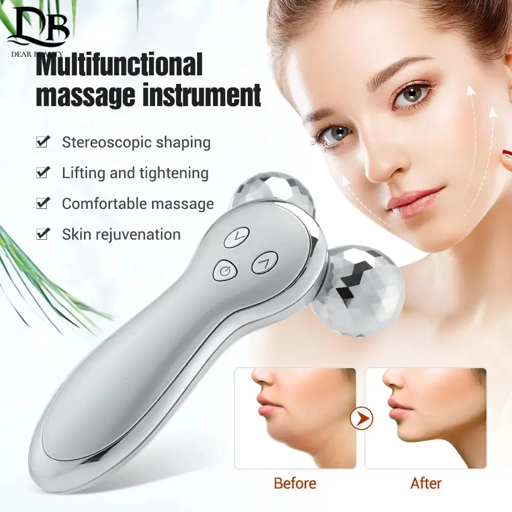 3D Roller V Face Lifting Massager Micro Current Skin Firming Wrinkle Removal Device Body Sliming Massage Machine Y240309