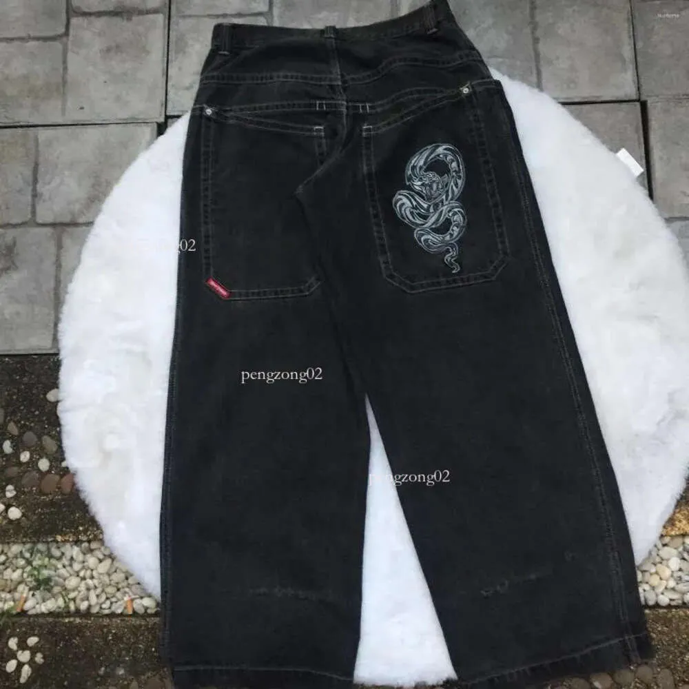 Męskie dżinsy streetwear jnco y2k hip hop kreskówkowy graficzny nadruk vintage workowate czarne spodnie mężczyźni kobiety wysokie talia szerokie spodnie nogi 80