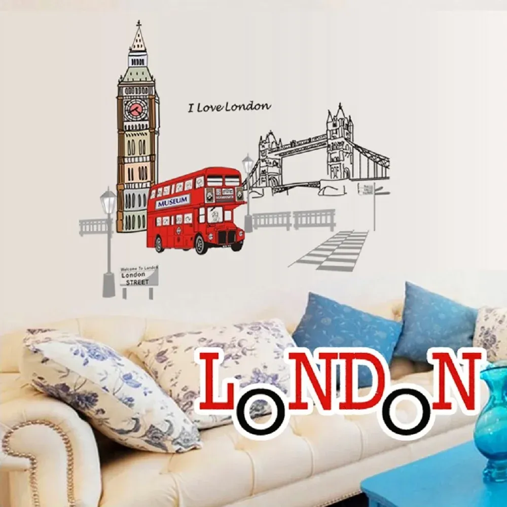 Adesivi Londra Doublecker Bus Bus Wall Adesivi rimovibile adesivi creativi arte murale decorazione di decorazioni per la casa grande