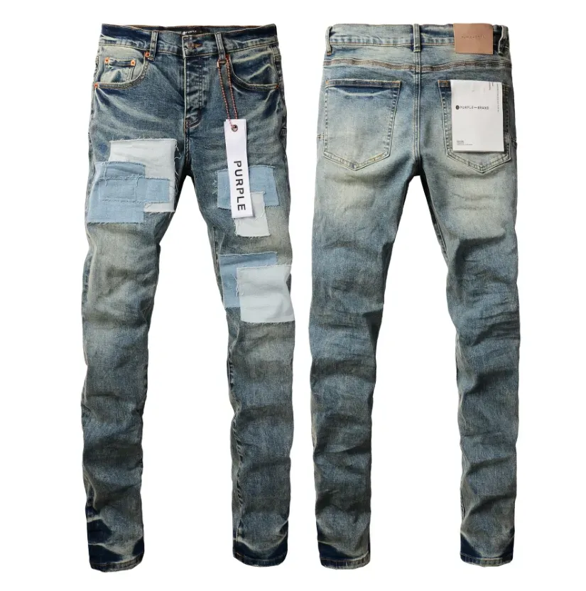 High Quality Embroidered Purple Brace Jeans For Men And High Quality Embroidered Purple Brace Jeans For Men And