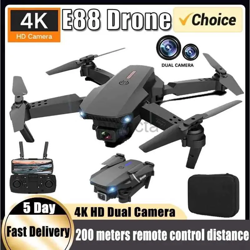 Drony Nowe dron E88Pro RC 4K Profesinal 1080p szeroki kąt Dual HD Kamera Składana RC Helikopter WiFi FPV Hold Fartuch Sprzedaj LDD240313
