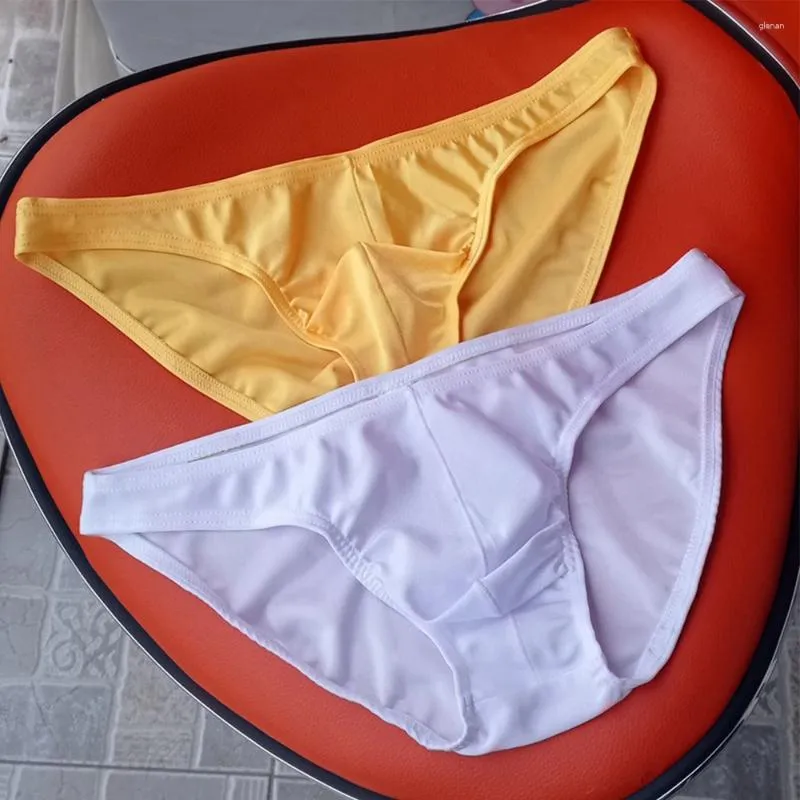 Underbyxor sexig u konvex påse bryter män casul korta elastiska underkläder låg midja trosor is silkebikini knickers