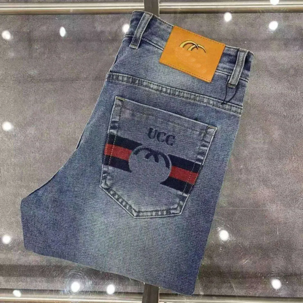 2024SS spring men jeans designer denim pants mens fashion letter embroidery Pants unisex washed stretch slim pencil Denim trousers