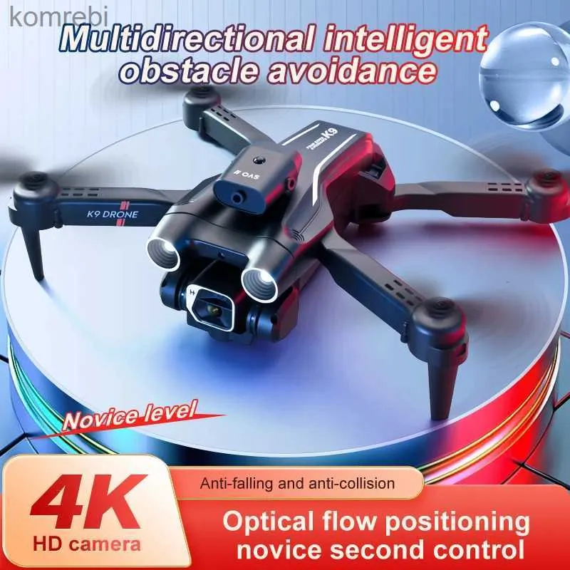 Drönare ny K9 Drone Professional 360All-Round Hinder Undvikande Nybörjare Entry Nivå 4K HD Dual Camera Remote FPV Drone Toys 24313