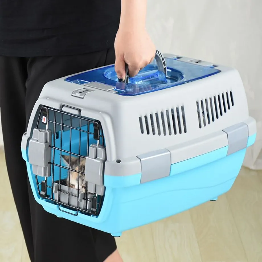 Haustier-Transporttasche, atmungsaktiv, für Hunde und Katzen, großer Raum, tragbare Tragetasche für Welpen, Käfig, Box, Haustierprodukte, Y1127192I