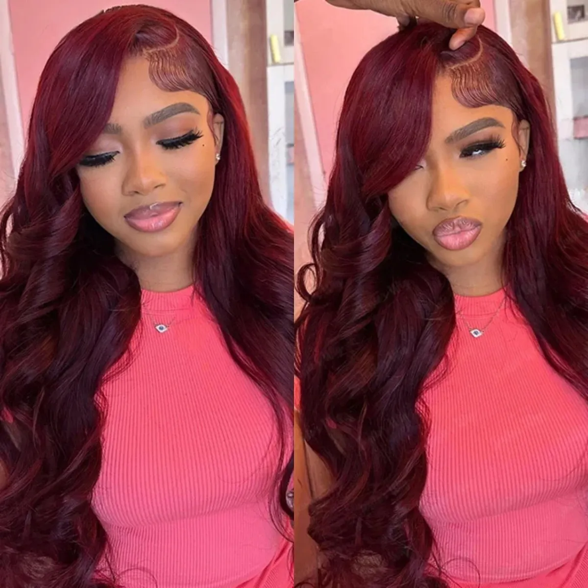 Burgundy 99J Lace Front Human Hair Wig Red Colored Wigs for Women Brazilian Remy Hair Body Wave Wig Stylish and Comfortable