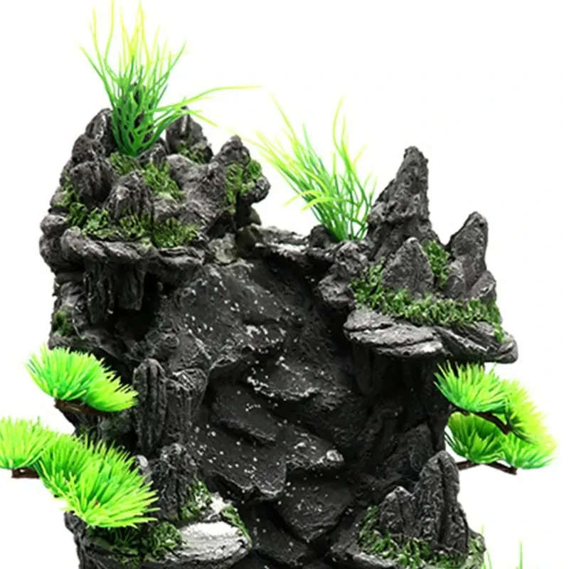 Dekorationer 95AA Aquarium Sand Waterfall Mountain Tree View Fish Tank Dekorationer Liten Terrain Scenery Ornament för reptil Habitat