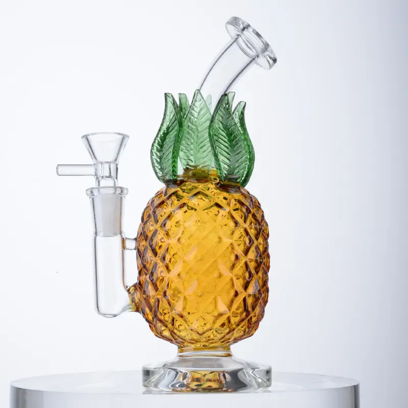 Unique Style Hookahs Pineapple Bong Recycler Bubbler Water Pipes 5mm Thick Glass Bongs 7 Inch Oil Dab Rigs With Bowl 14mm Female Joint WP2194