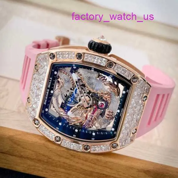 Reloj Antiguo RM Reloj Athleisure Reloj Rm57-03 Original Diamante Oro Rosa Crystal Dragon Edición Limitada Ocio RM5703