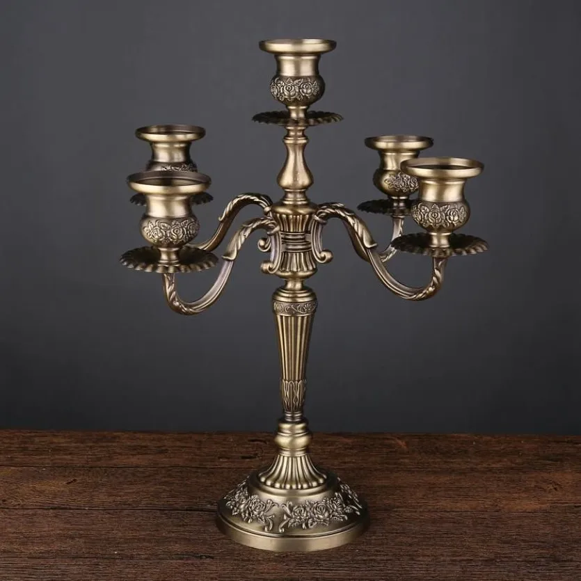 Kerzenhalter 3-armig 5-armig Bronze Metall Hochzeit Kerzenständer Dekoration Kerzenständer Lichthalter für Home Decor258E