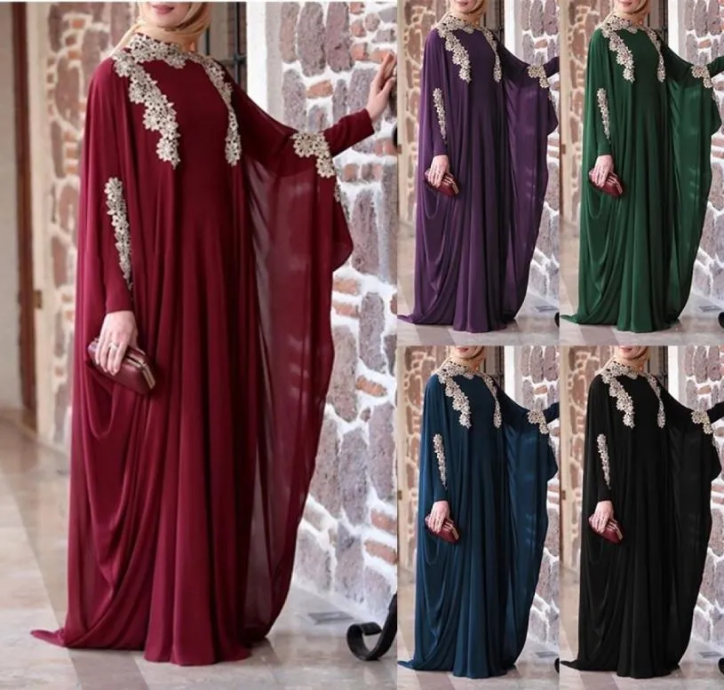 Plus storlek 5xl Arab Dubai Abaya Women Muslim Dress Kaftan Appliques Islam Floor Length Maxi Vestidos Turkiet Robe Islamic Clothing8247632