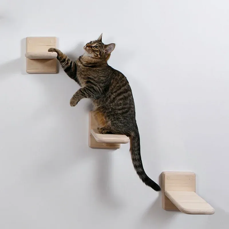 Échelle murale pour chat, cadre d'escalade, escalier mural pour animaux de compagnie, chaton en bois, jouets pour chats, marche de saut, plate-forme de plongée, bricolage, meubles pour animaux de compagnie